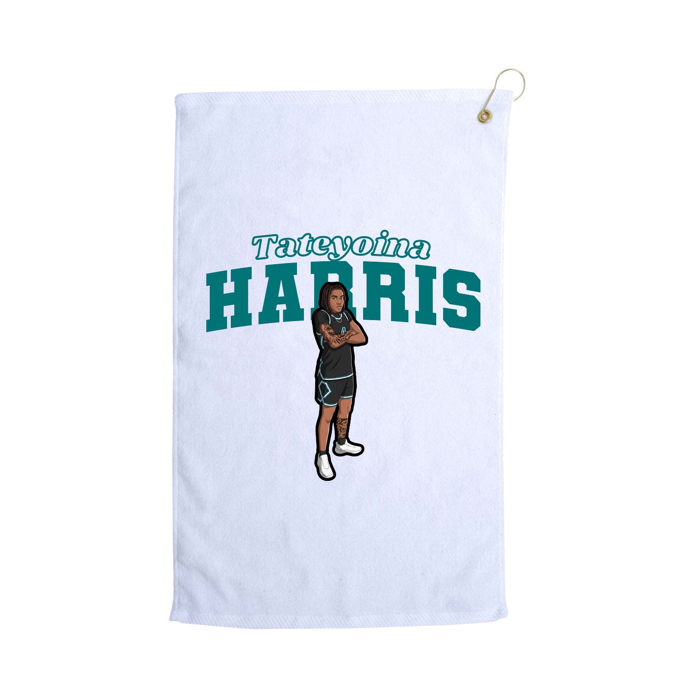 Golf Towel — Name Arch in White