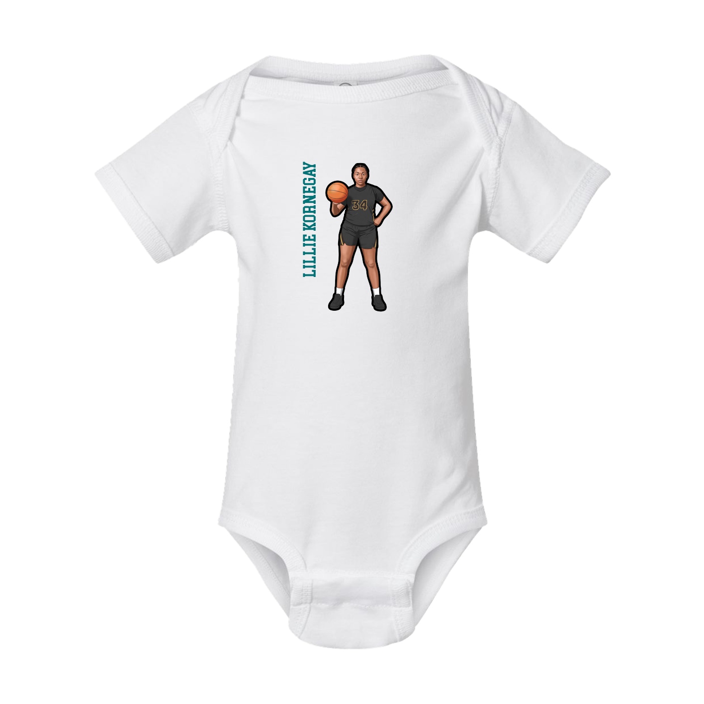 Baby Onesie — Name Vertical in White