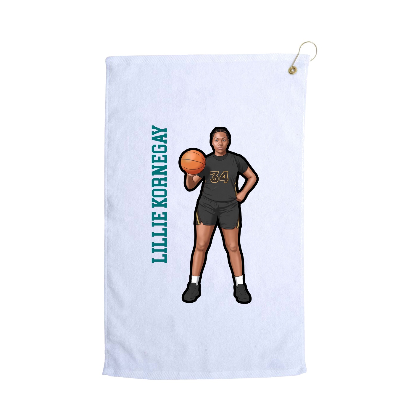 Golf Towel — Name Vertical in White