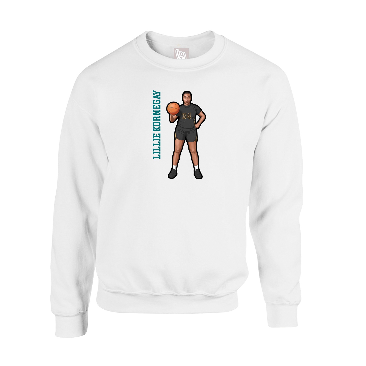 Fleece Crew — Name Vertical in White