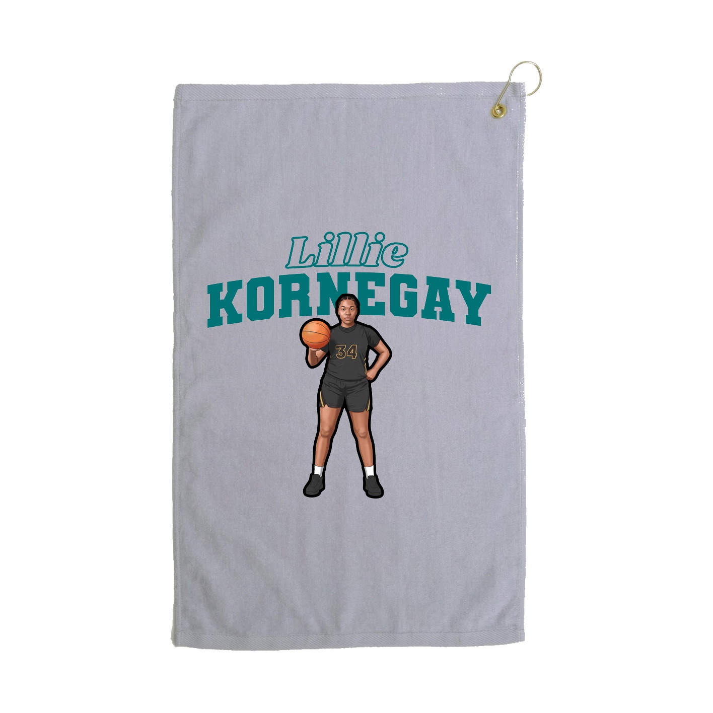 Golf Towel — Name Arch in Grey