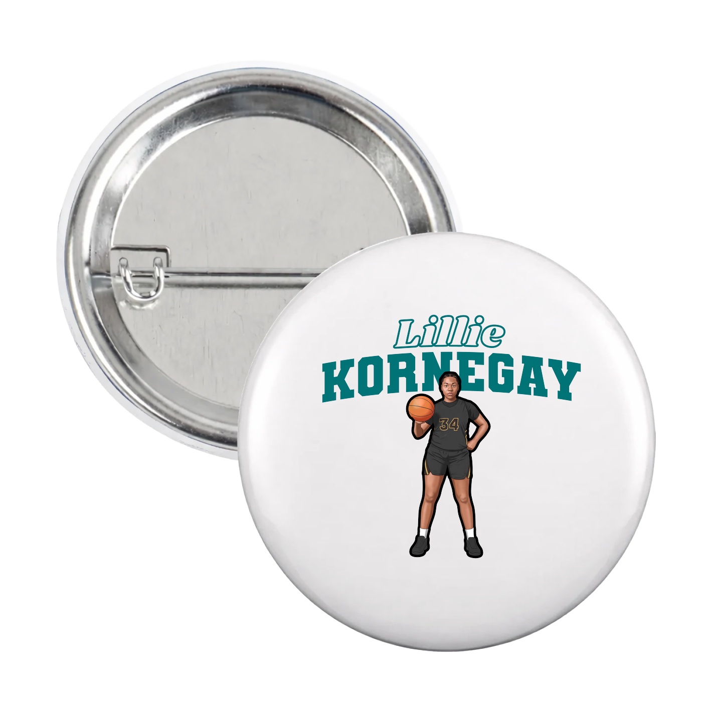 Game Day Button — Name Arch in White