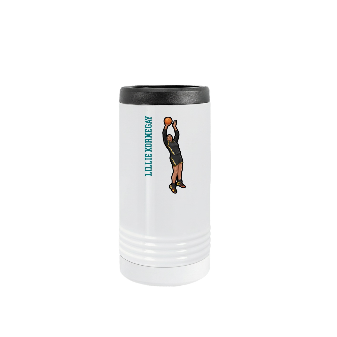 Slim Beverage Holder — Name Vertical in White