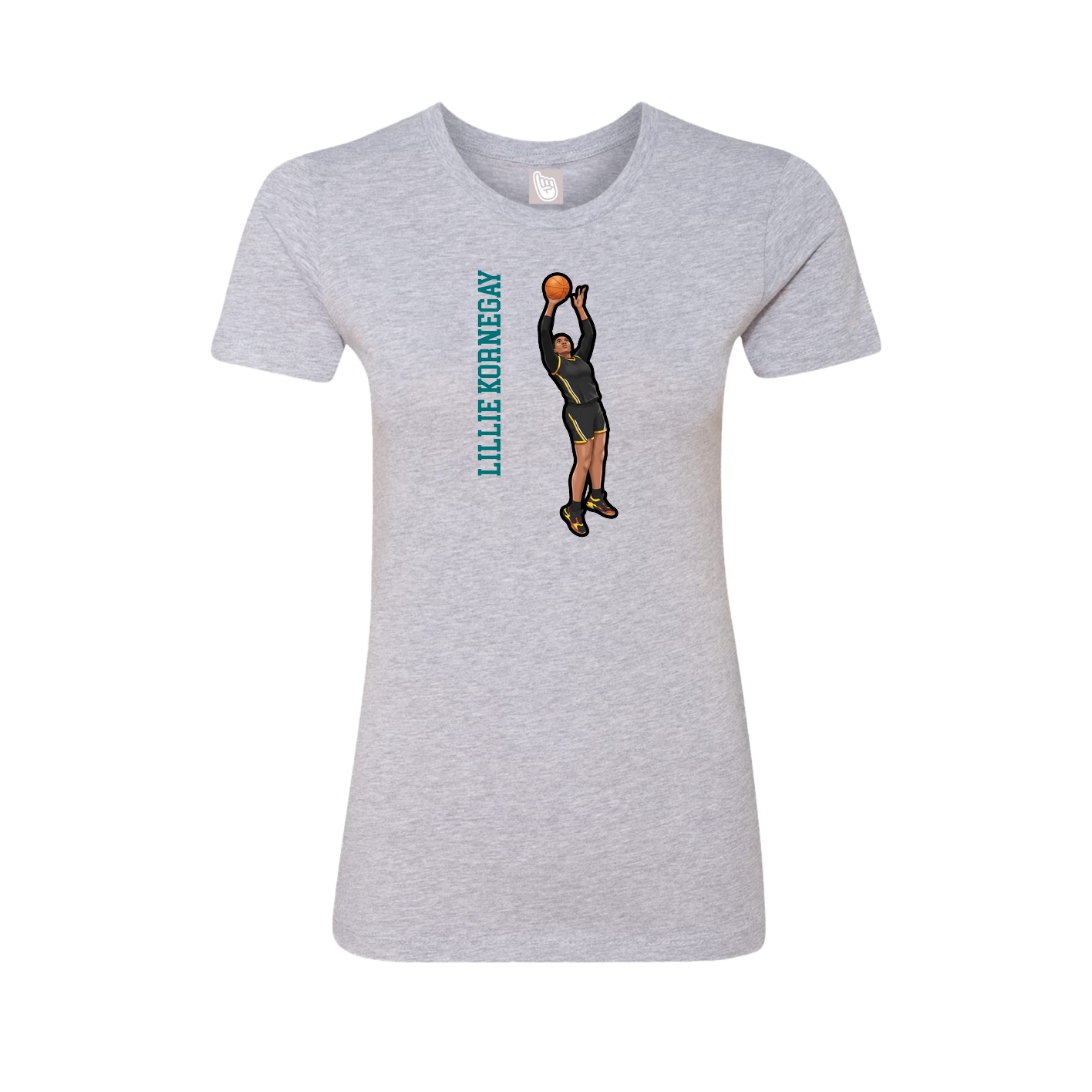 Fitted Women's Tee — Name Vertical in Grey