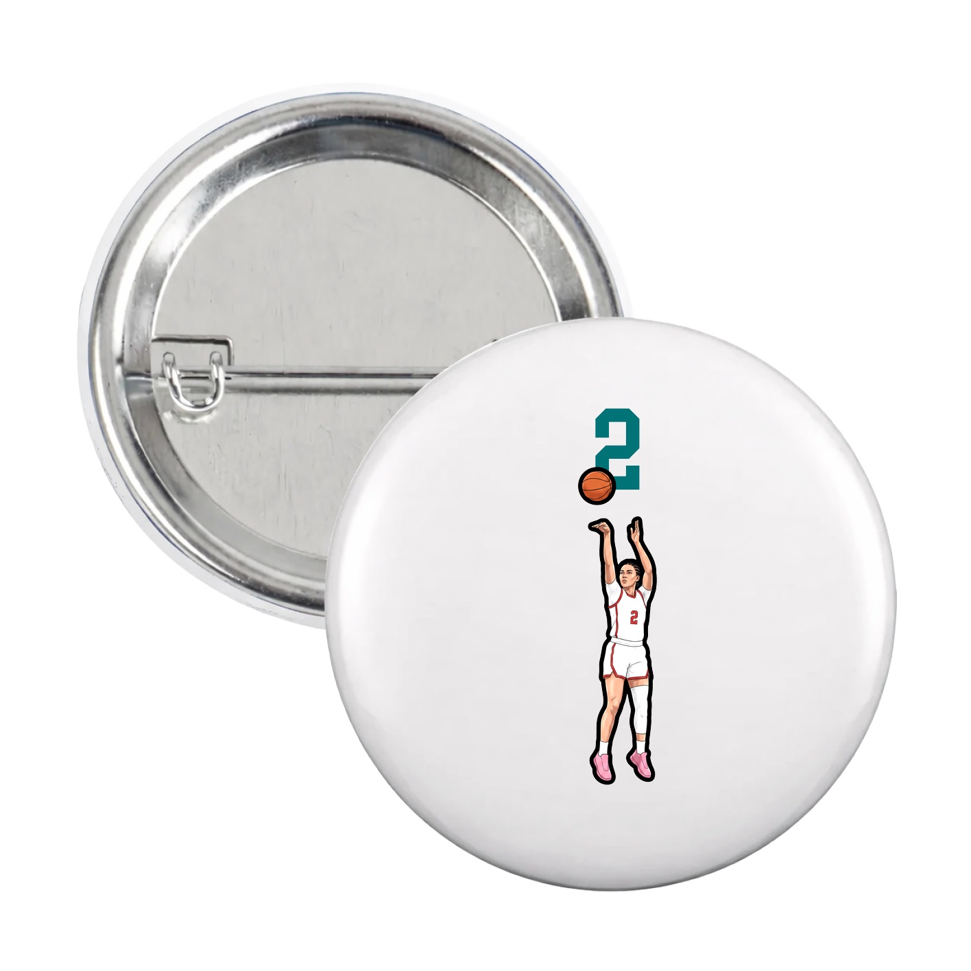 Game Day Button — Number Top in White