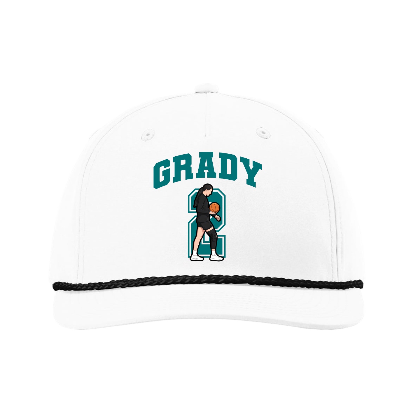 Five-Panel Classic Rope Cap — Number in White