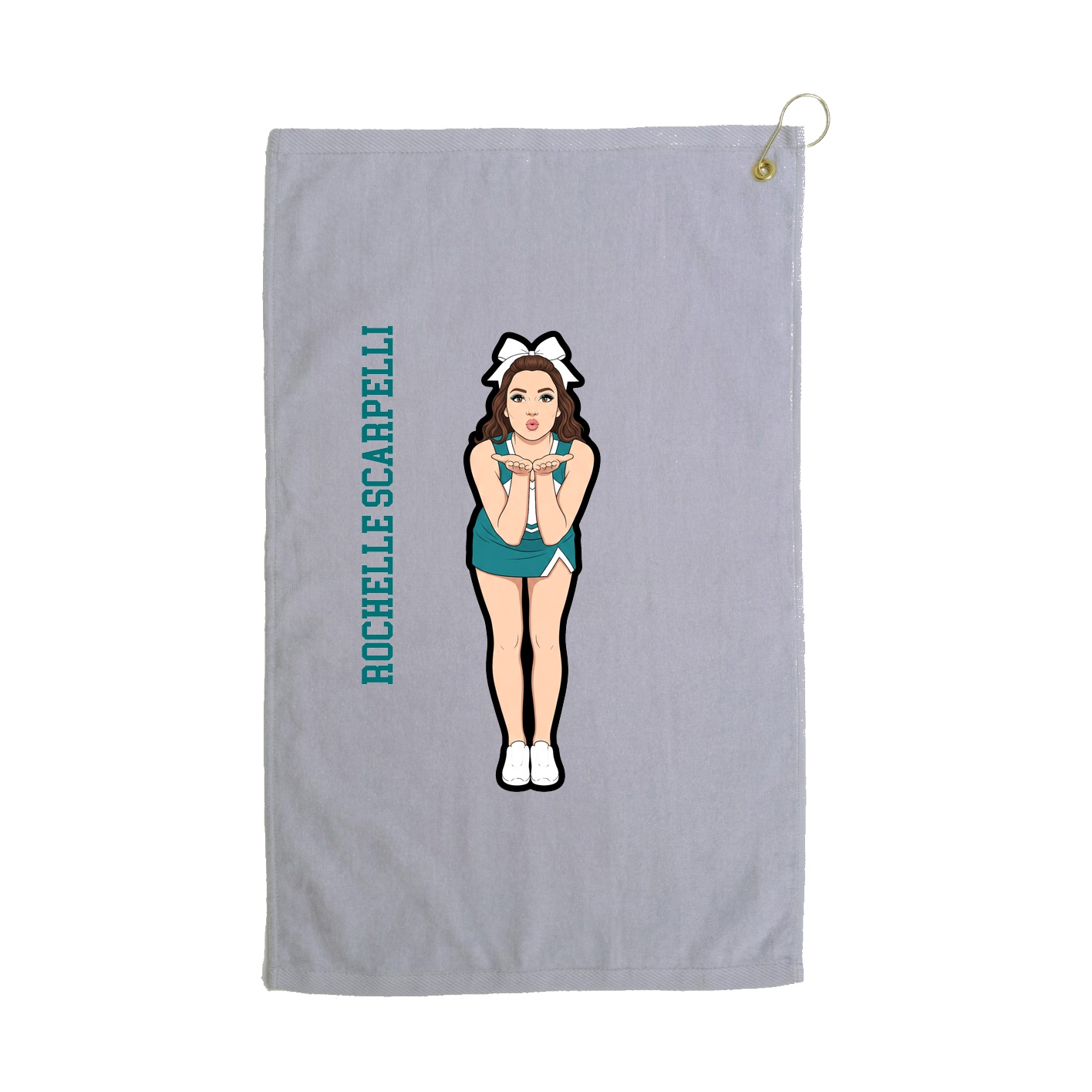 Golf Towel — Name Vertical in Grey