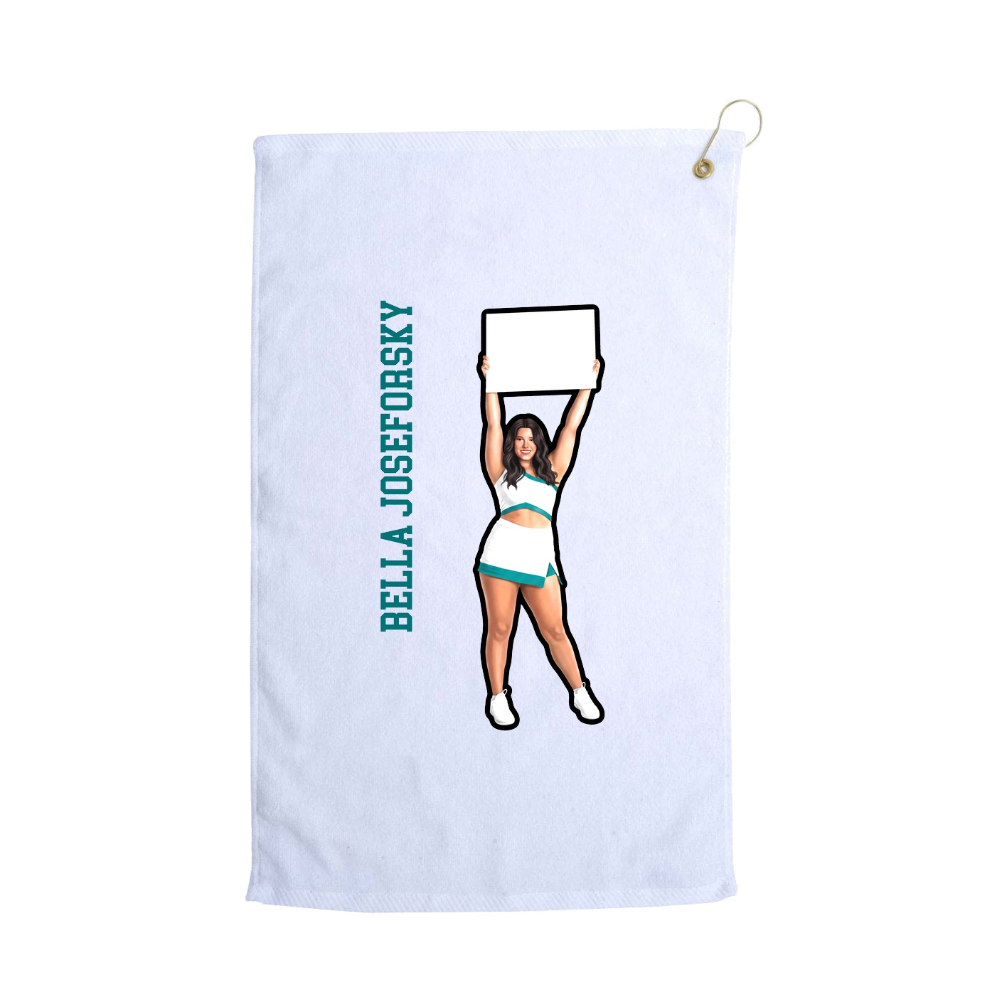 Golf Towel — Name Vertical in White