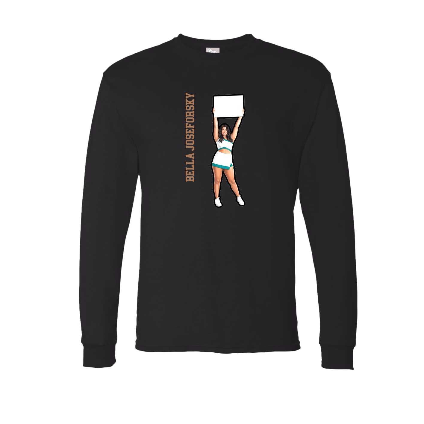 Long Sleeve Tee — Name Vertical in Black