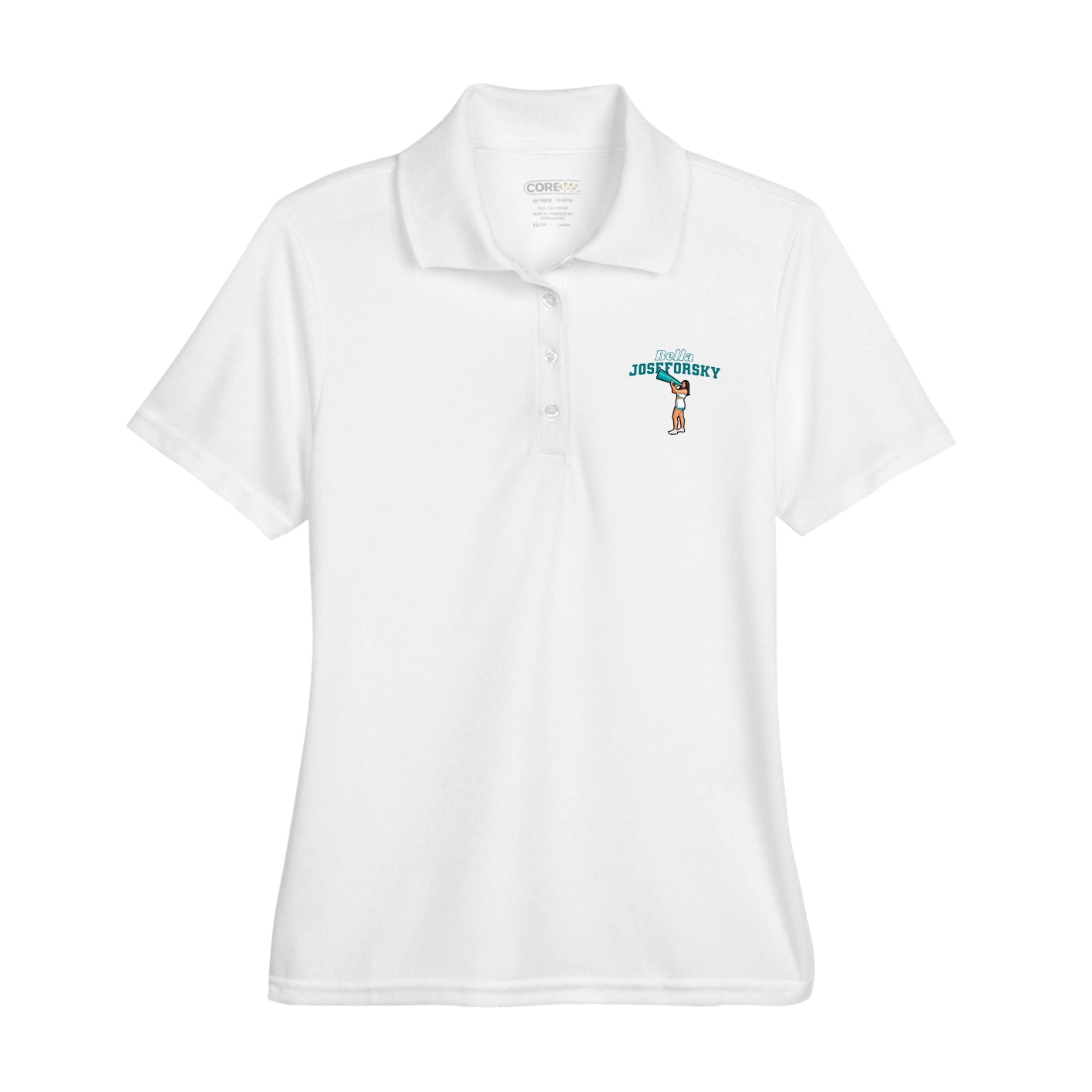 Womens Performance Polo — Name Arch in White