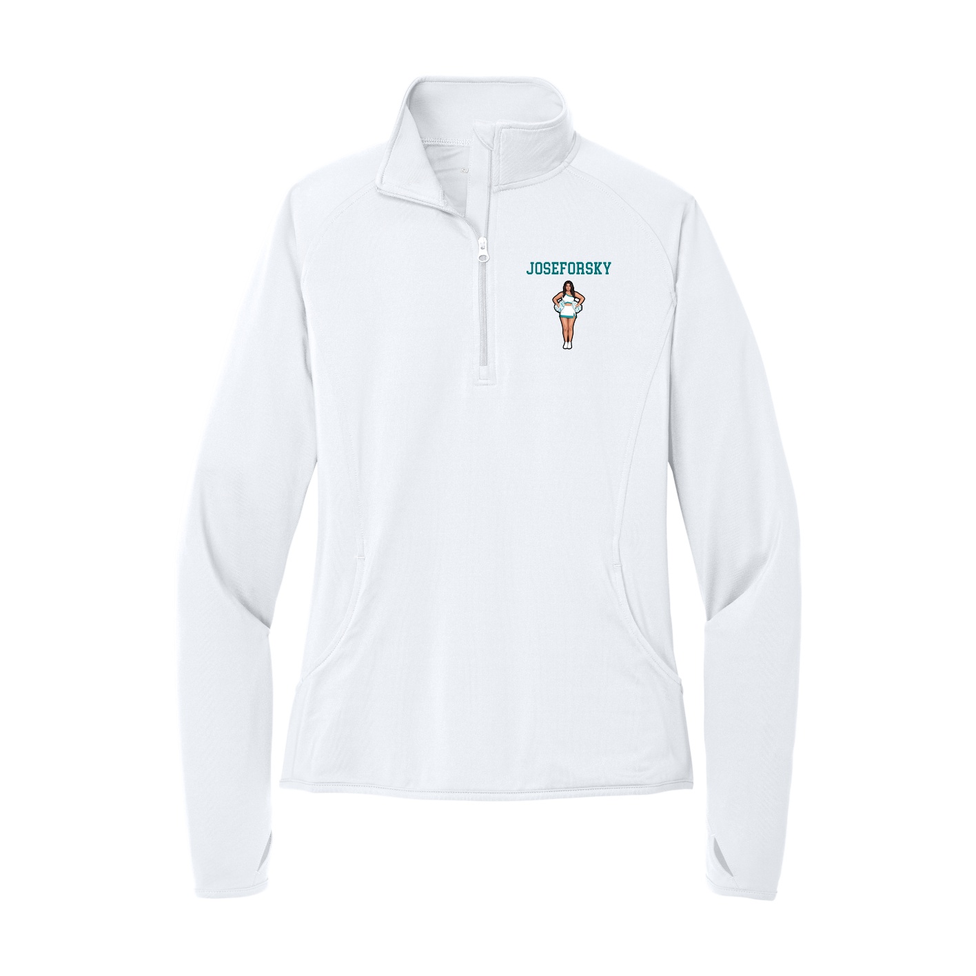 Women's Q-Zip Pullover — Shirsey in White