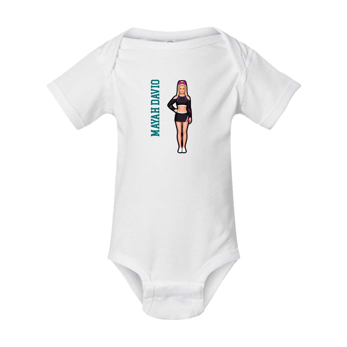 Baby Onesie — Name Vertical in White