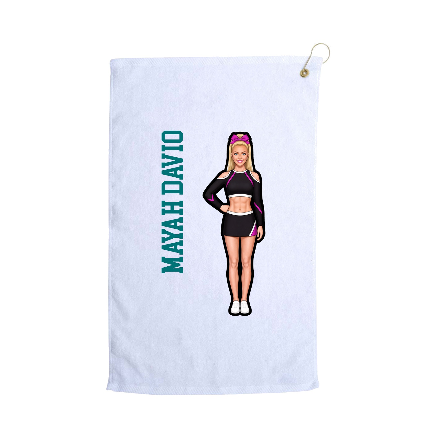Golf Towel — Name Vertical in White