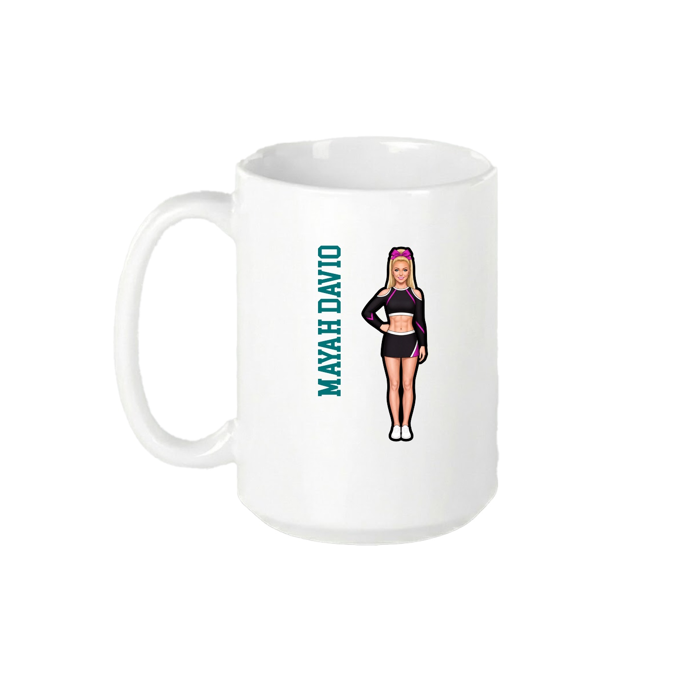 15oz Coffee Mug — Name Vertical in White