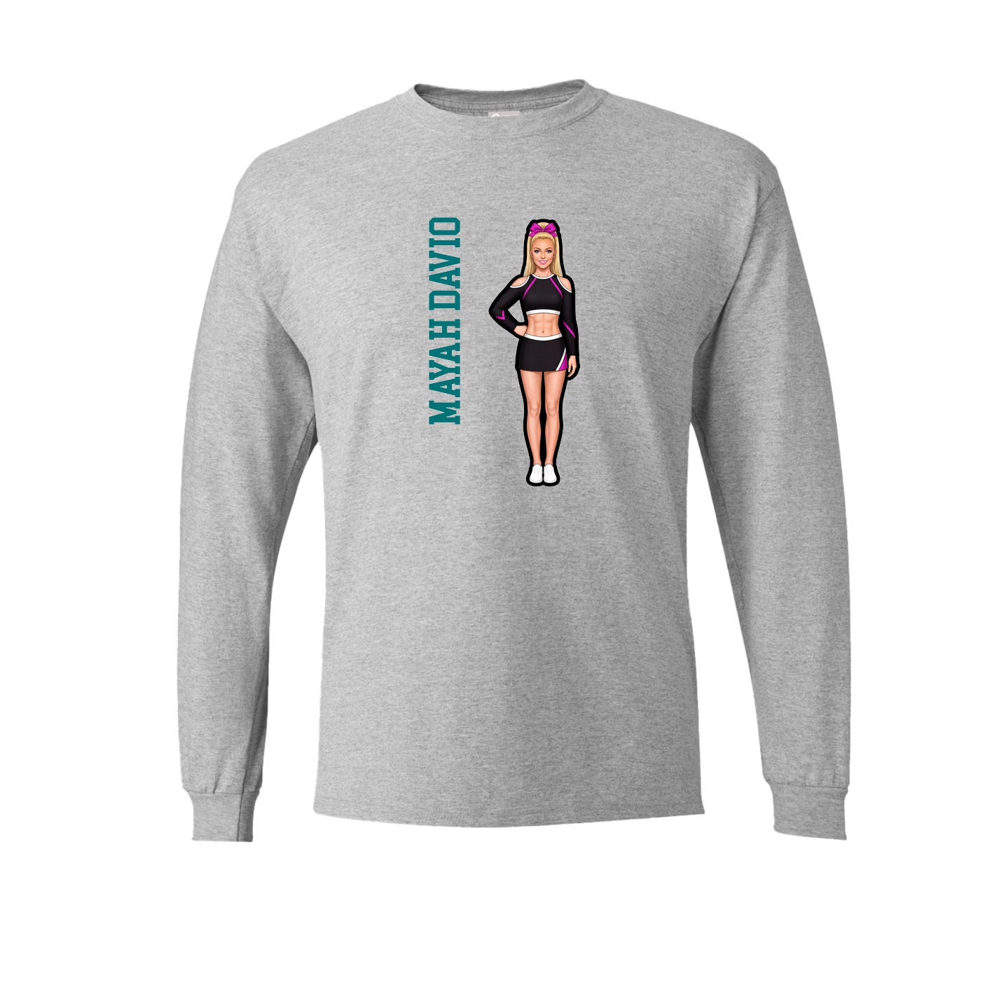Long Sleeve Tee — Name Vertical in Grey