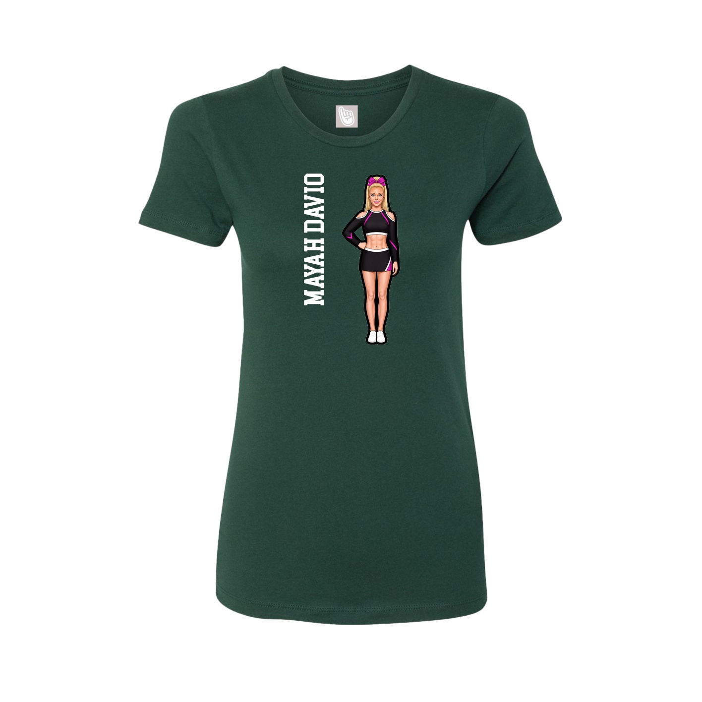 Fitted Women's Tee — Name Vertical in Green