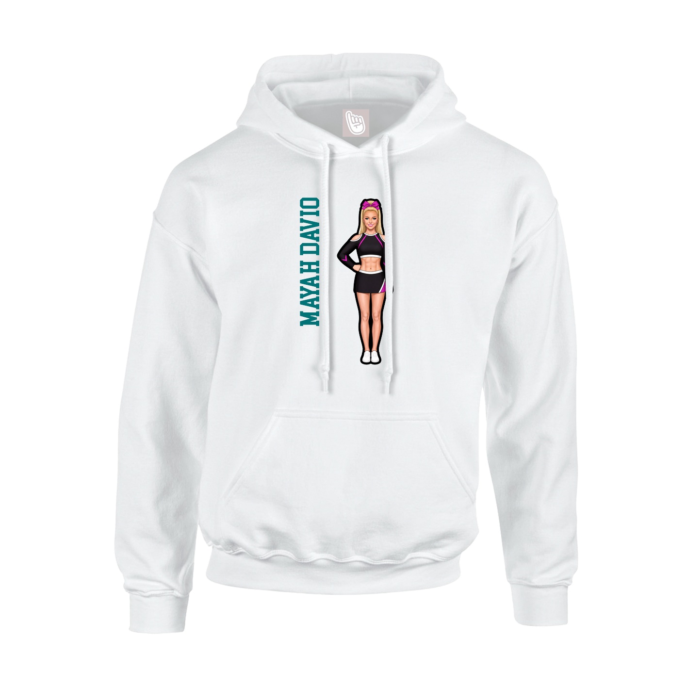 Youth Hoodie — Name Vertical in White