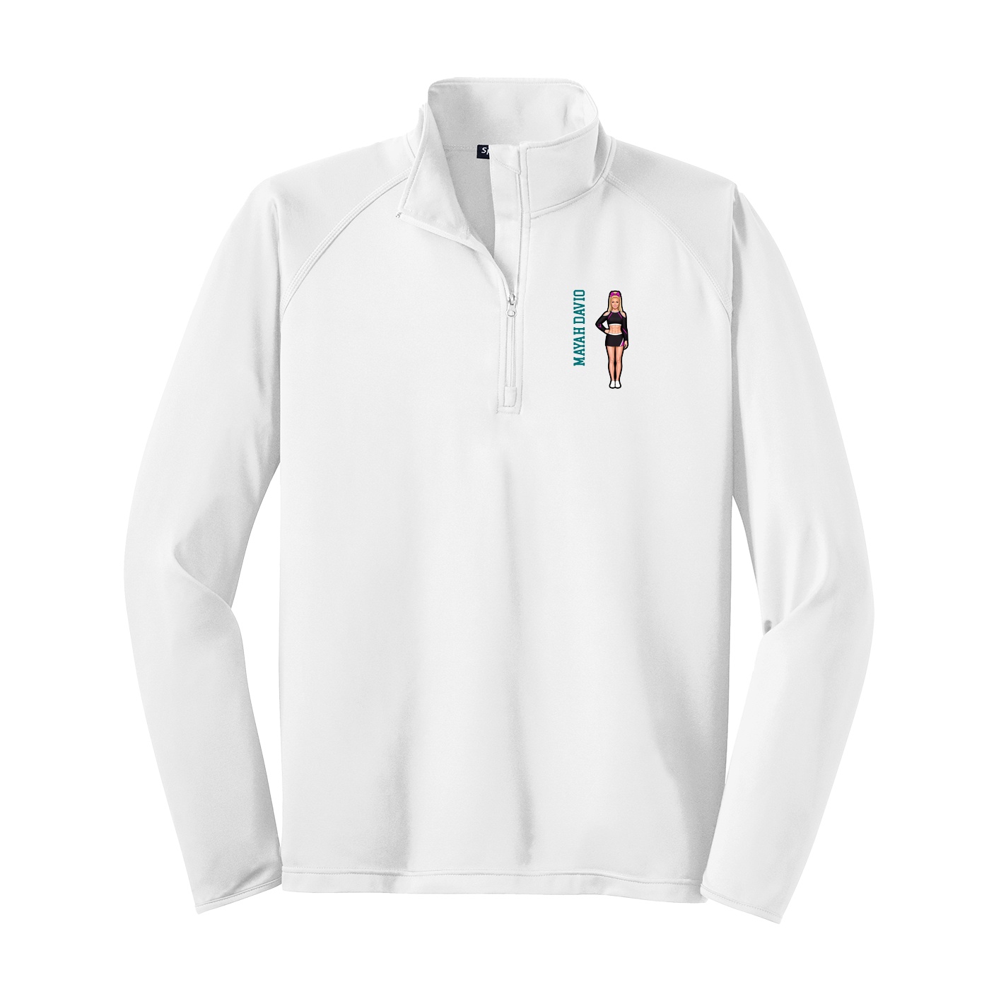 Q-Zip Pullover — Name Vertical in White