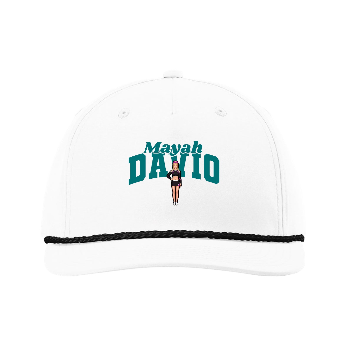 Five-Panel Classic Rope Cap — Signature Arch in White