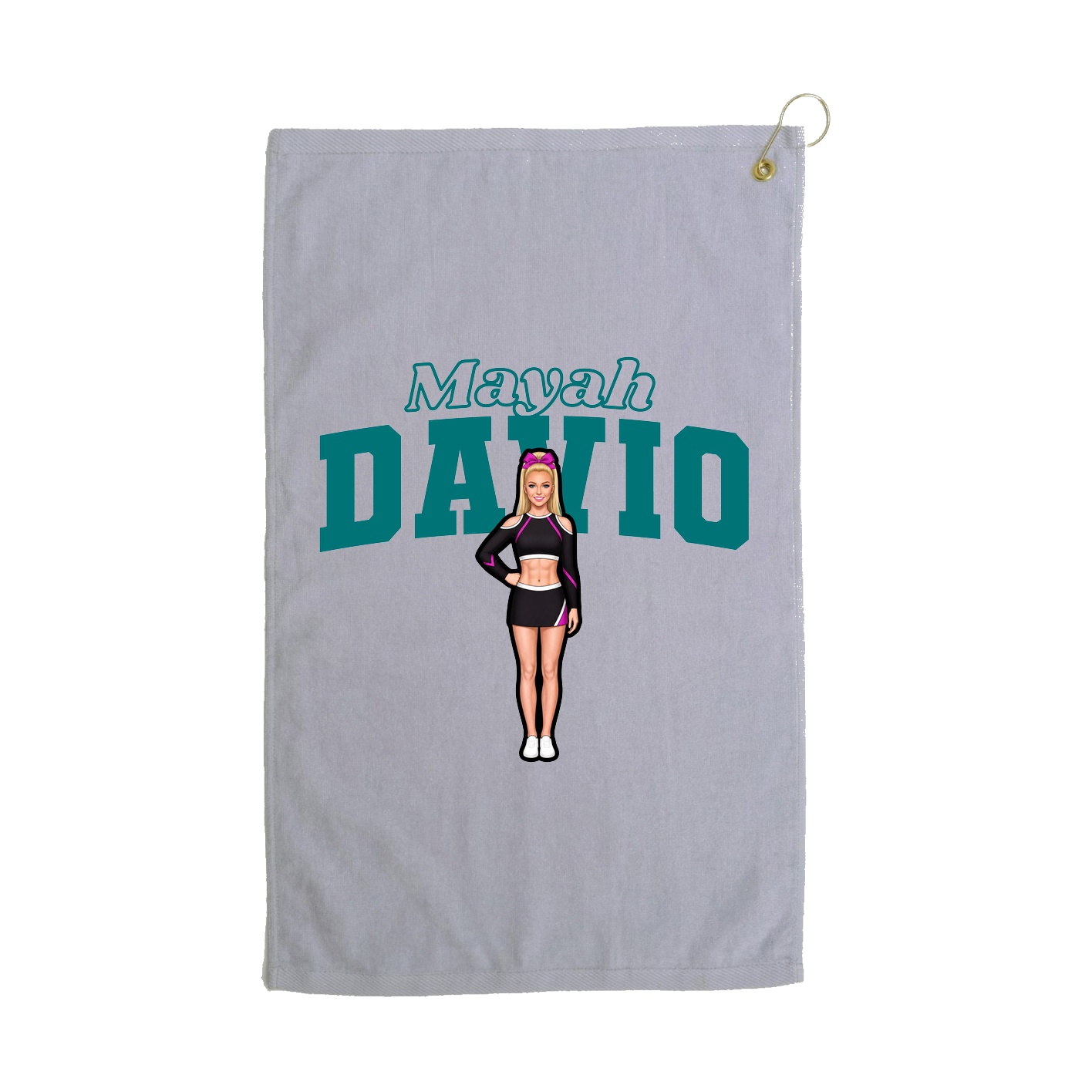 Golf Towel — Name Arch in Grey