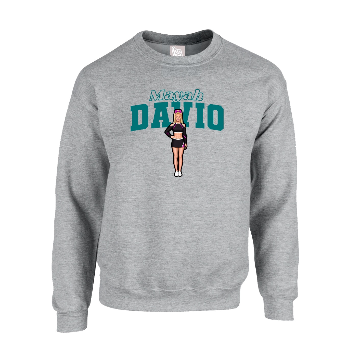 Fleece Crew — Name Arch in Grey