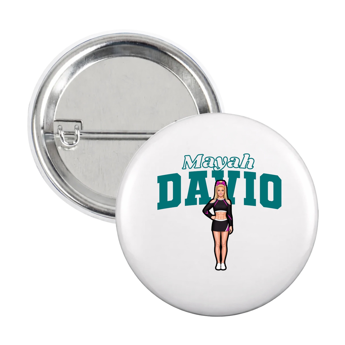 Game Day Button — Name Arch in White