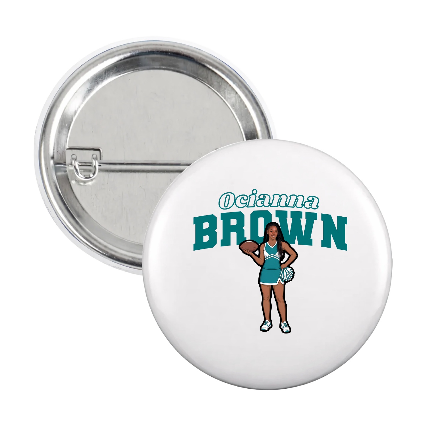 Game Day Button — Name Arch in White