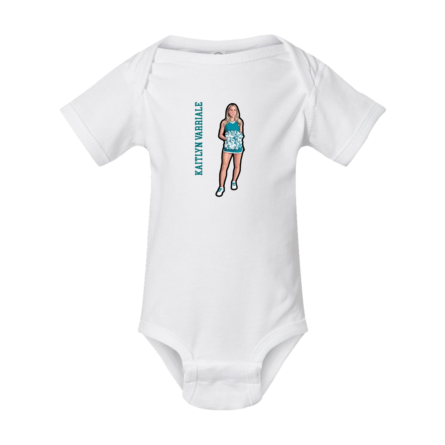 Baby Onesie — Name Vertical in White