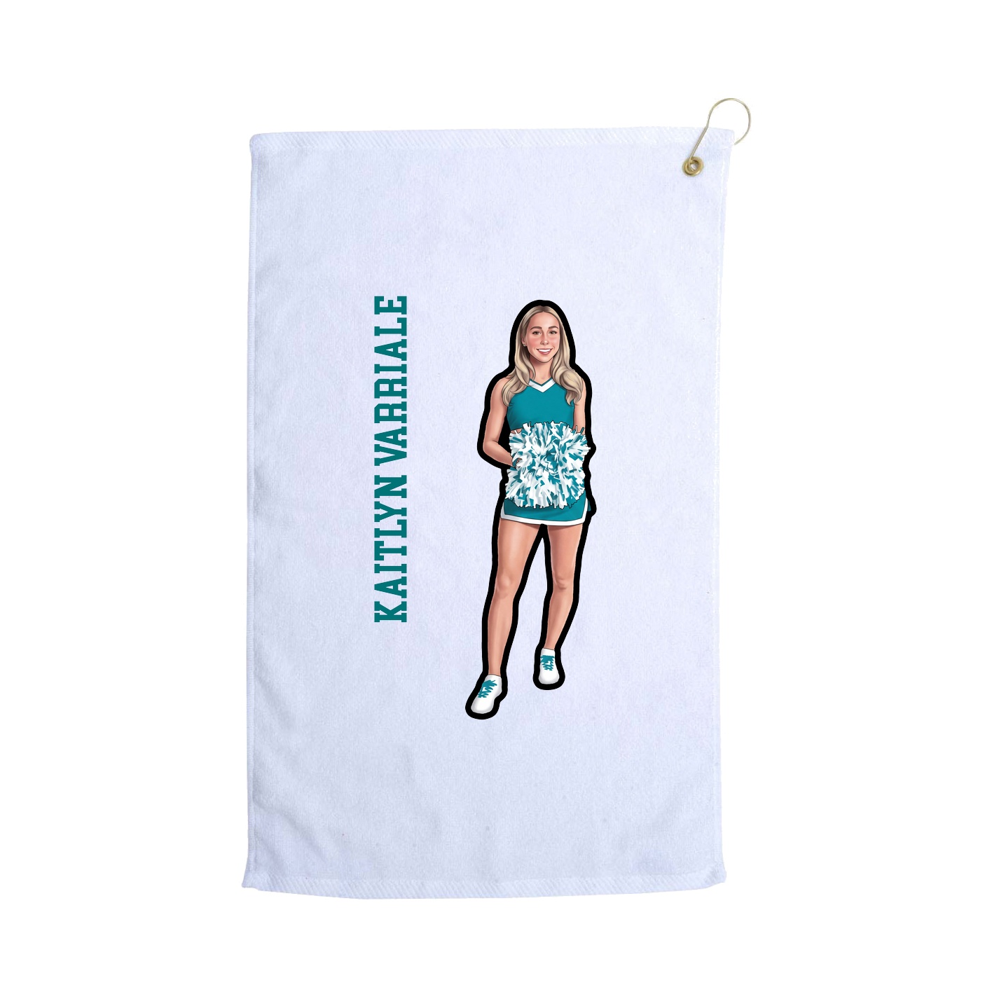 Golf Towel — Name Vertical in White