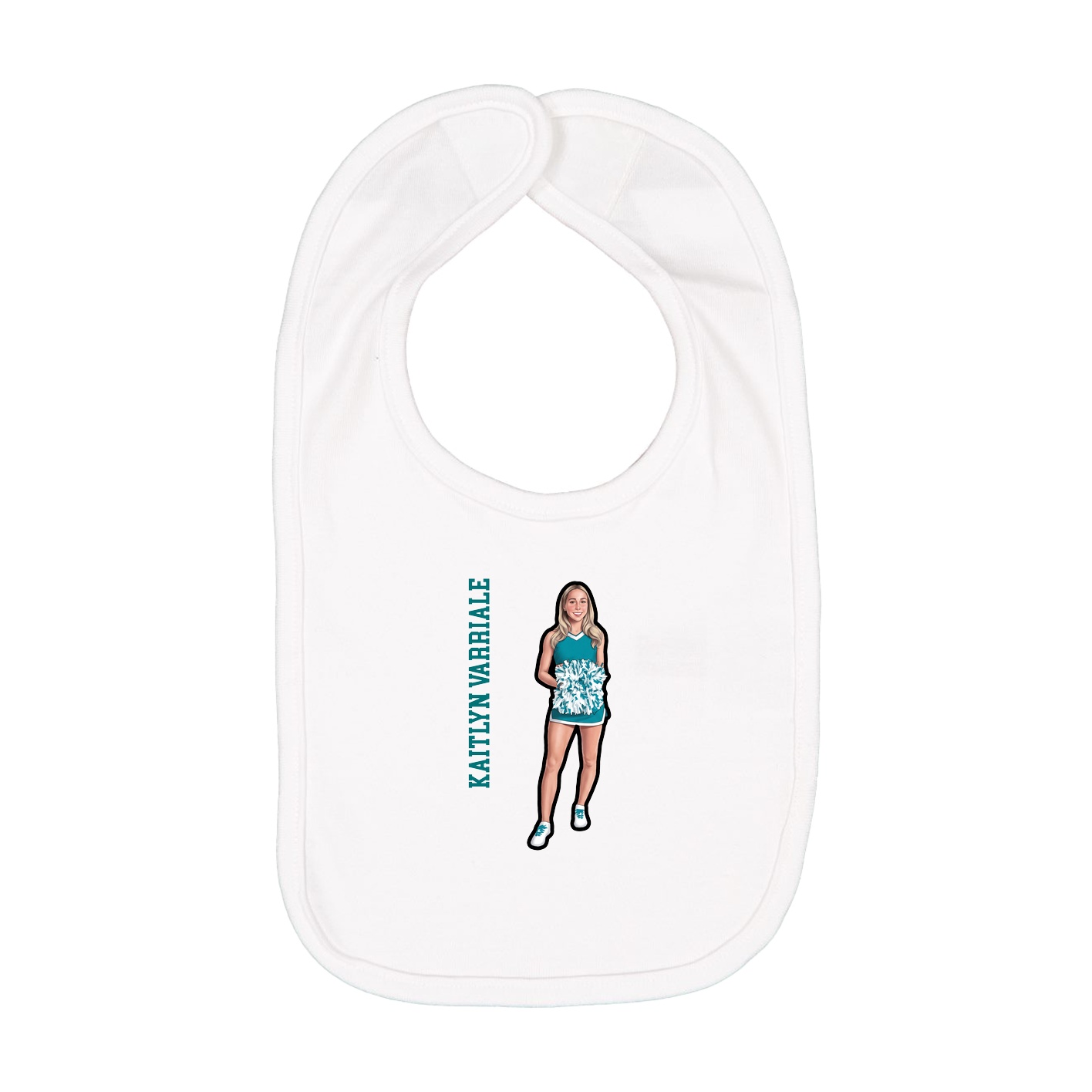 Infant Bib — Name Vertical in White