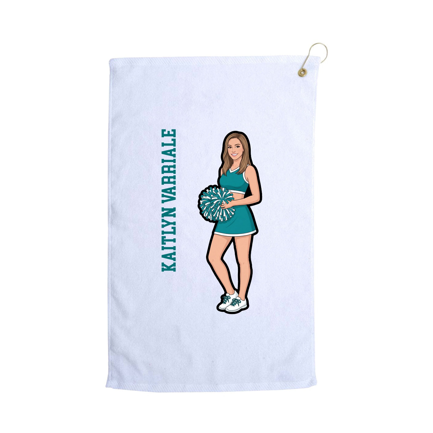Golf Towel — Name Vertical in White