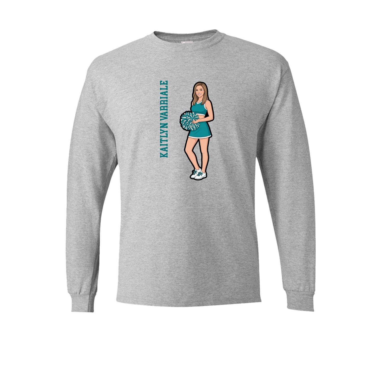 Long Sleeve Tee — Name Vertical in Grey