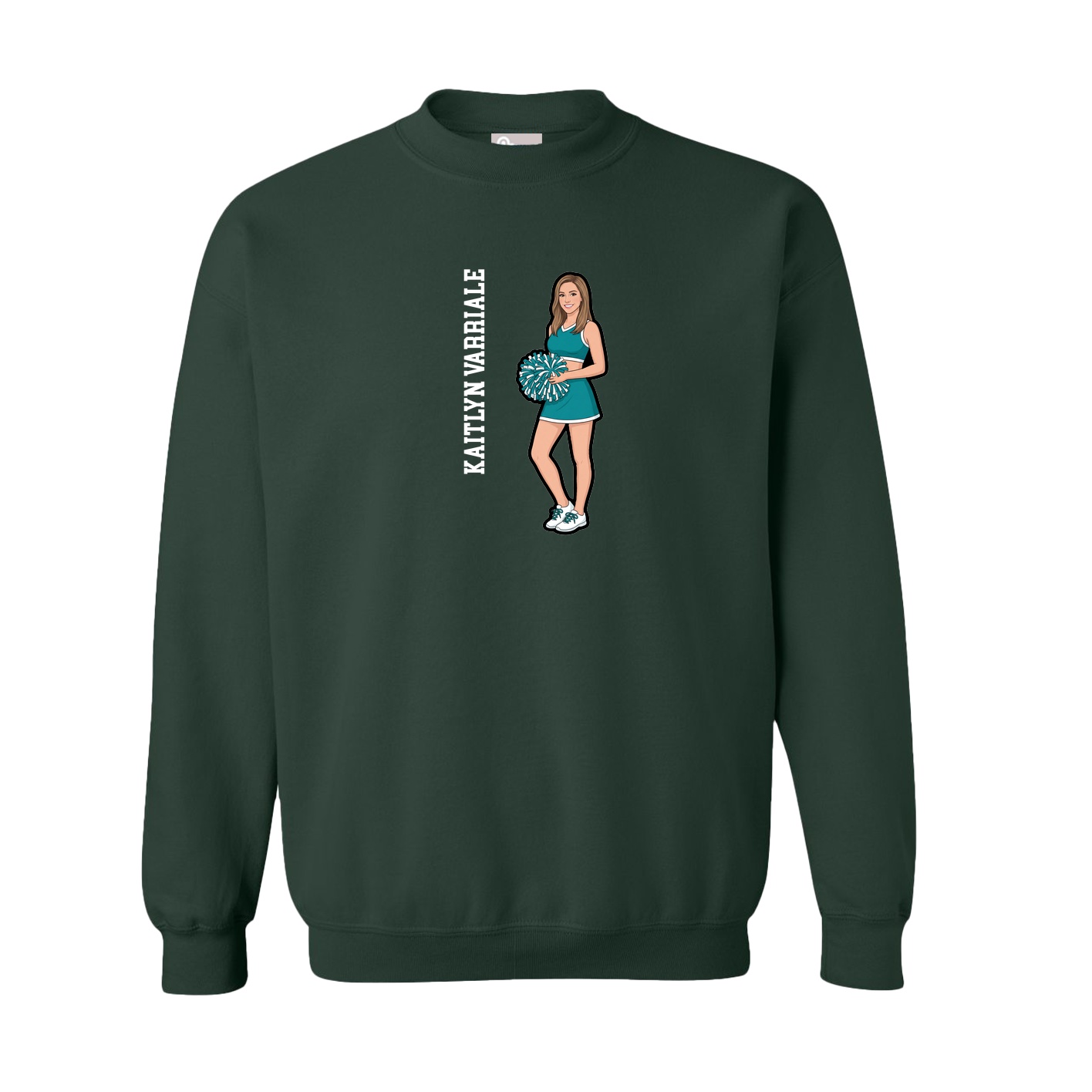 Fleece Crew — Name Vertical in Green