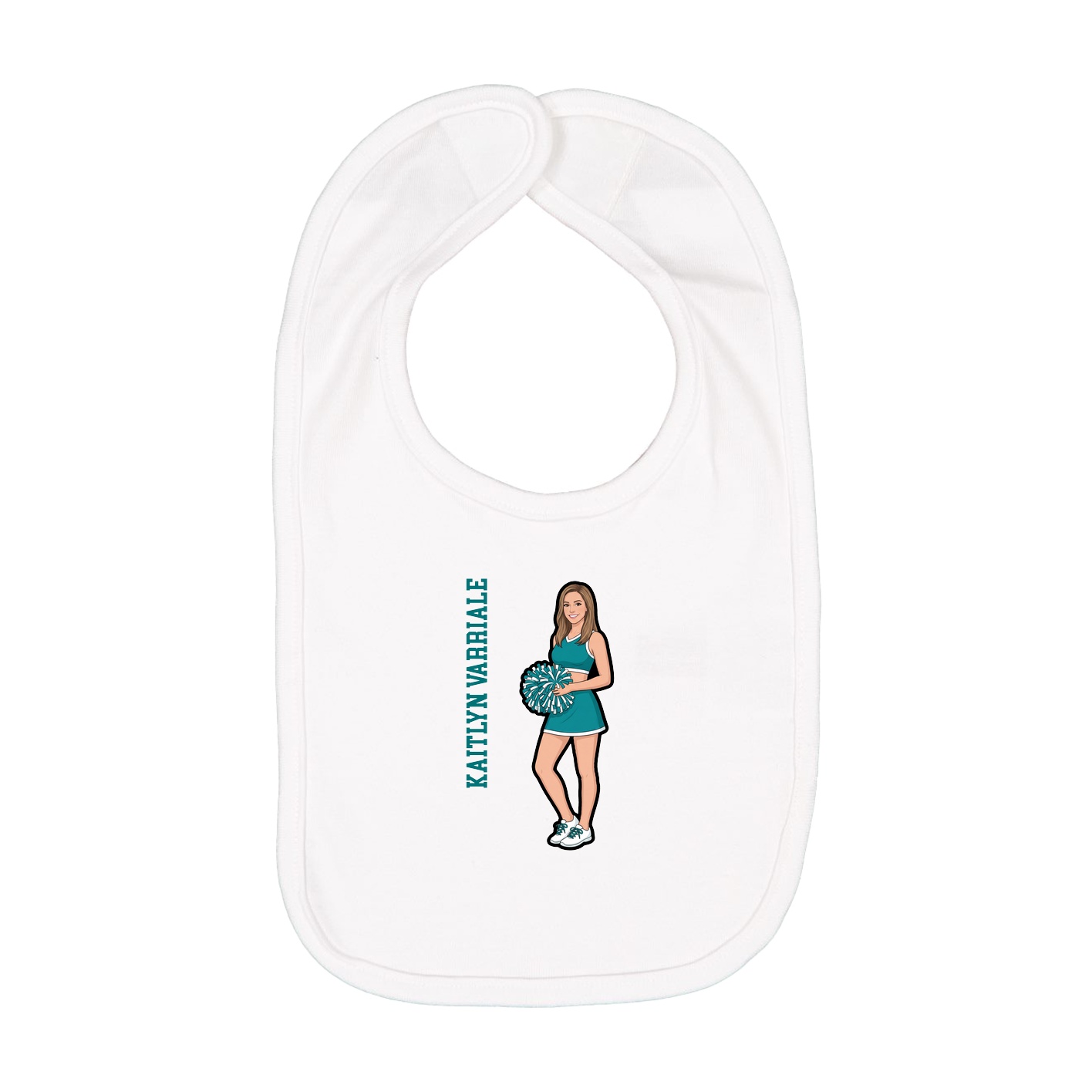 Infant Bib — Name Vertical in White