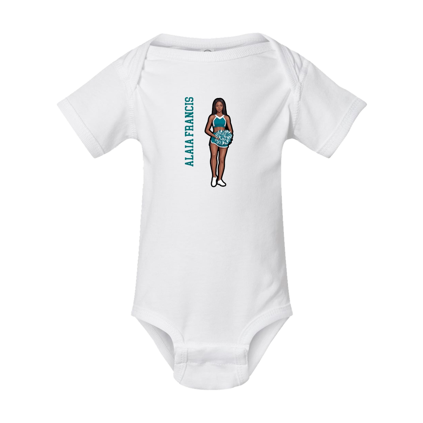 Baby Onesie — Name Vertical in White