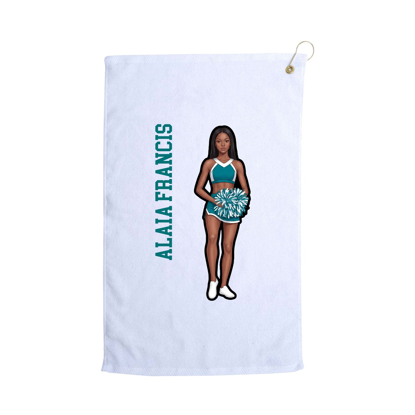 Golf Towel — Name Vertical in White