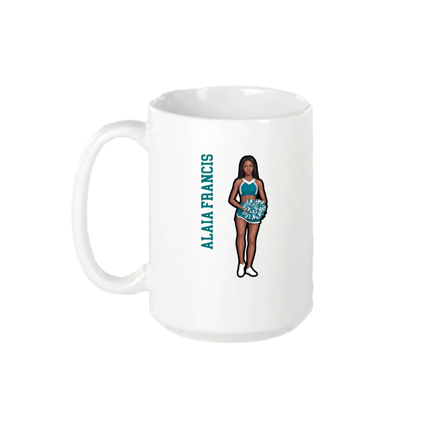 15oz Coffee Mug — Name Vertical in White