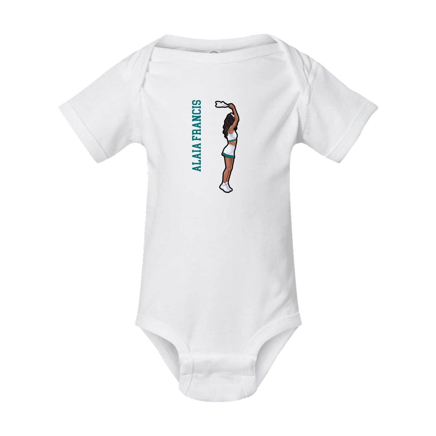 Baby Onesie — Name Vertical in White