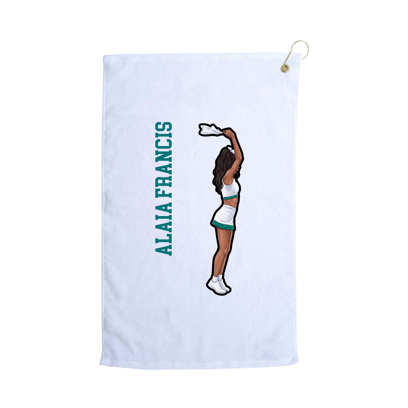Golf Towel — Name Vertical in White