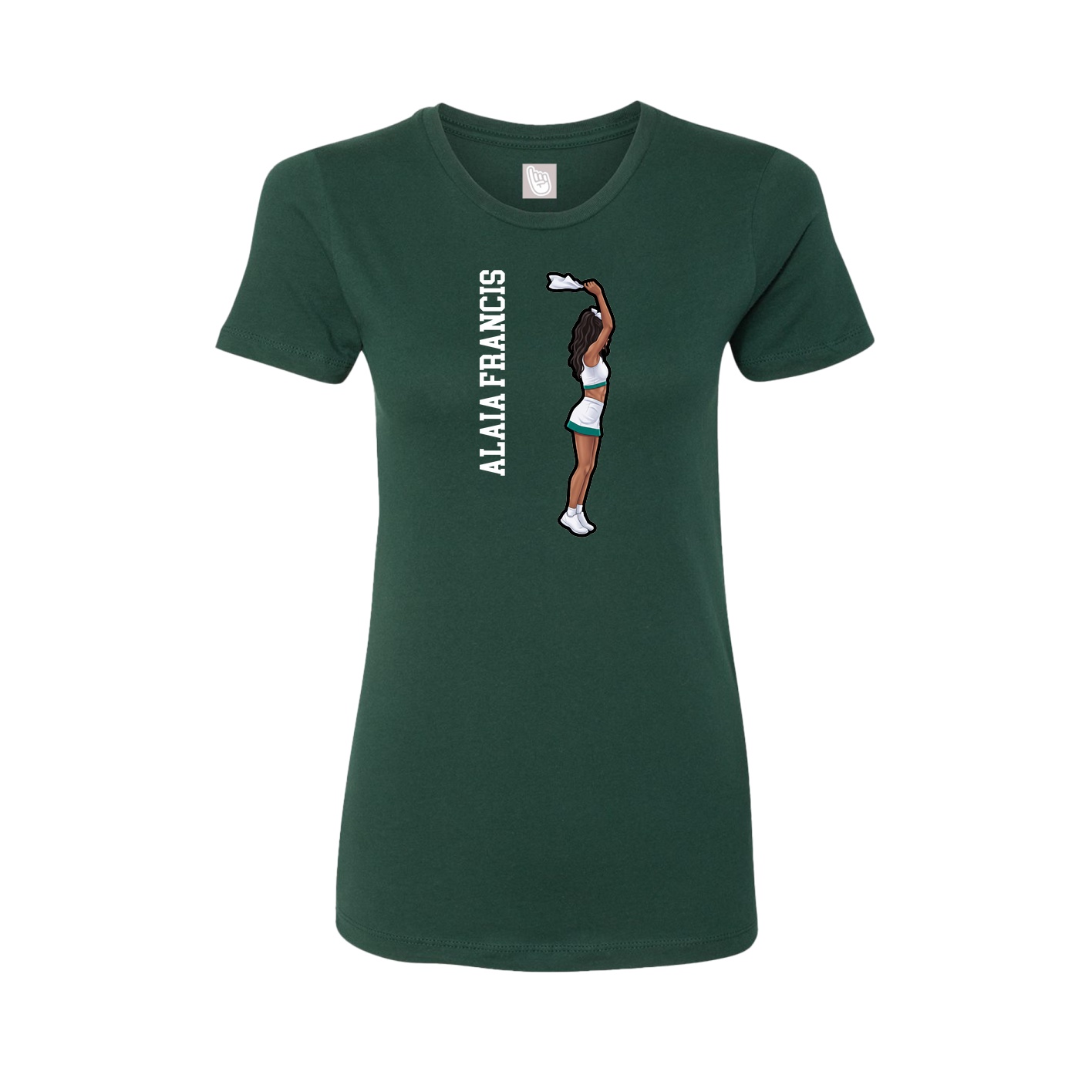 Fitted Women's Tee — Name Vertical in Green