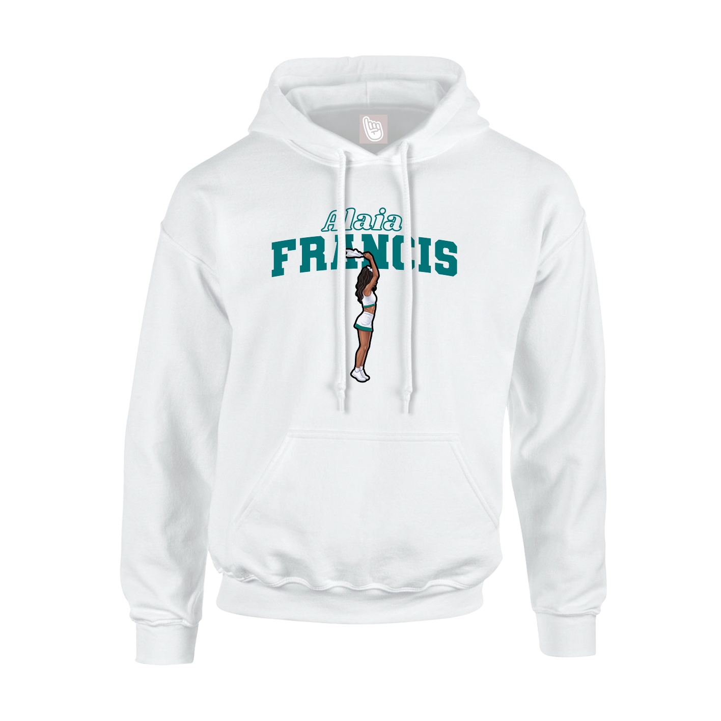 Youth Hoodie — Name Arch in White