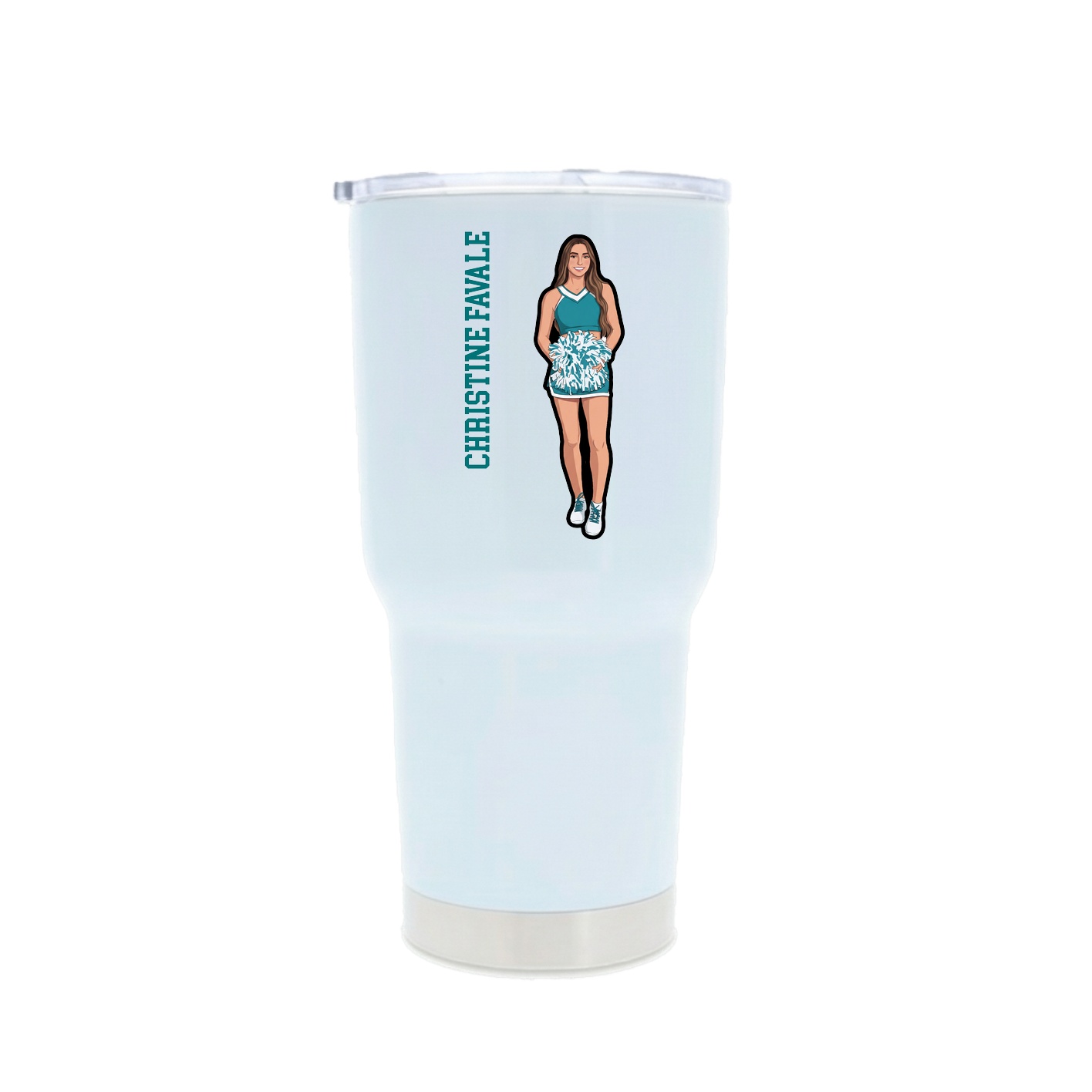 30oz Stainless Steel Tumbler — Name Vertical in White