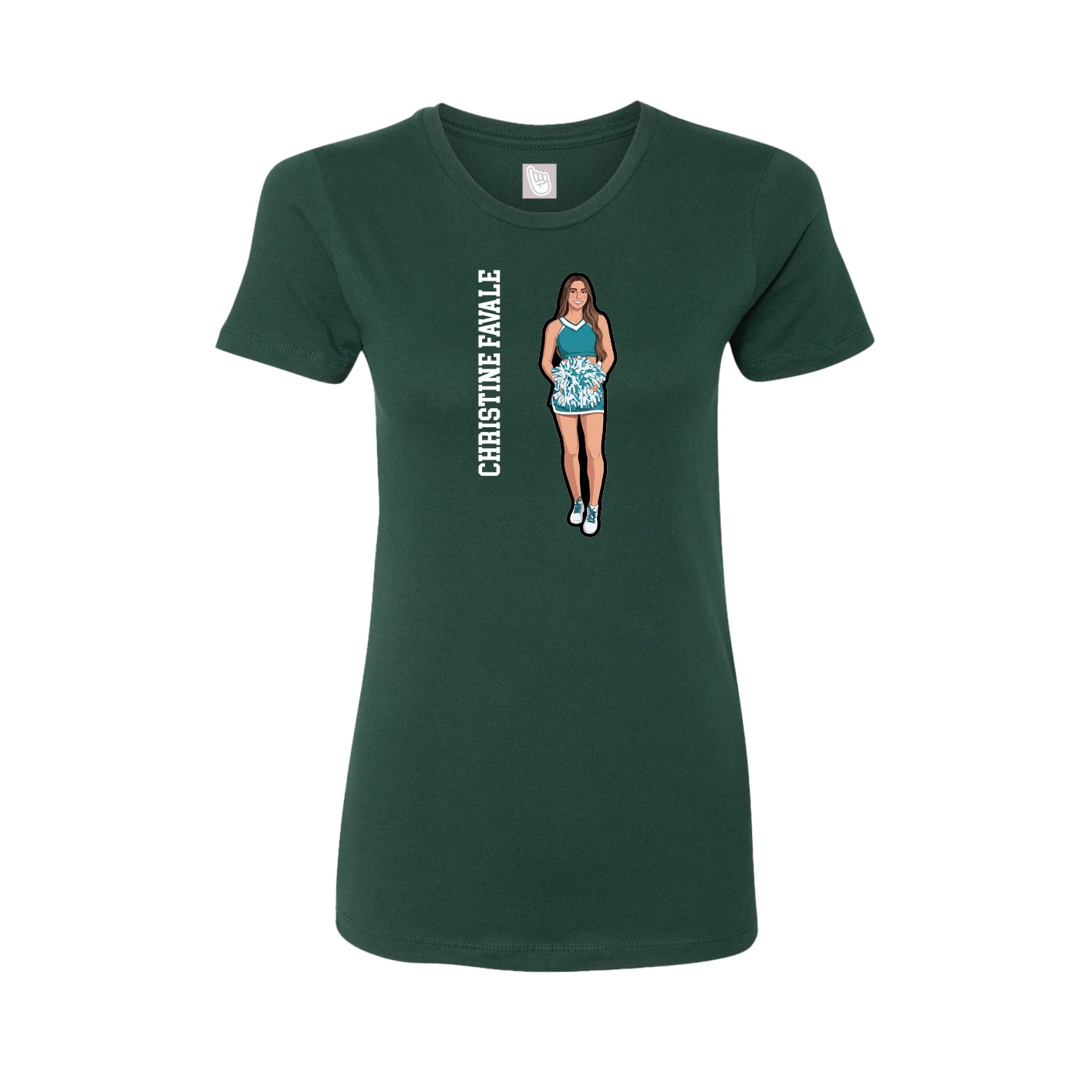 Fitted Women's Tee — Name Vertical in Green