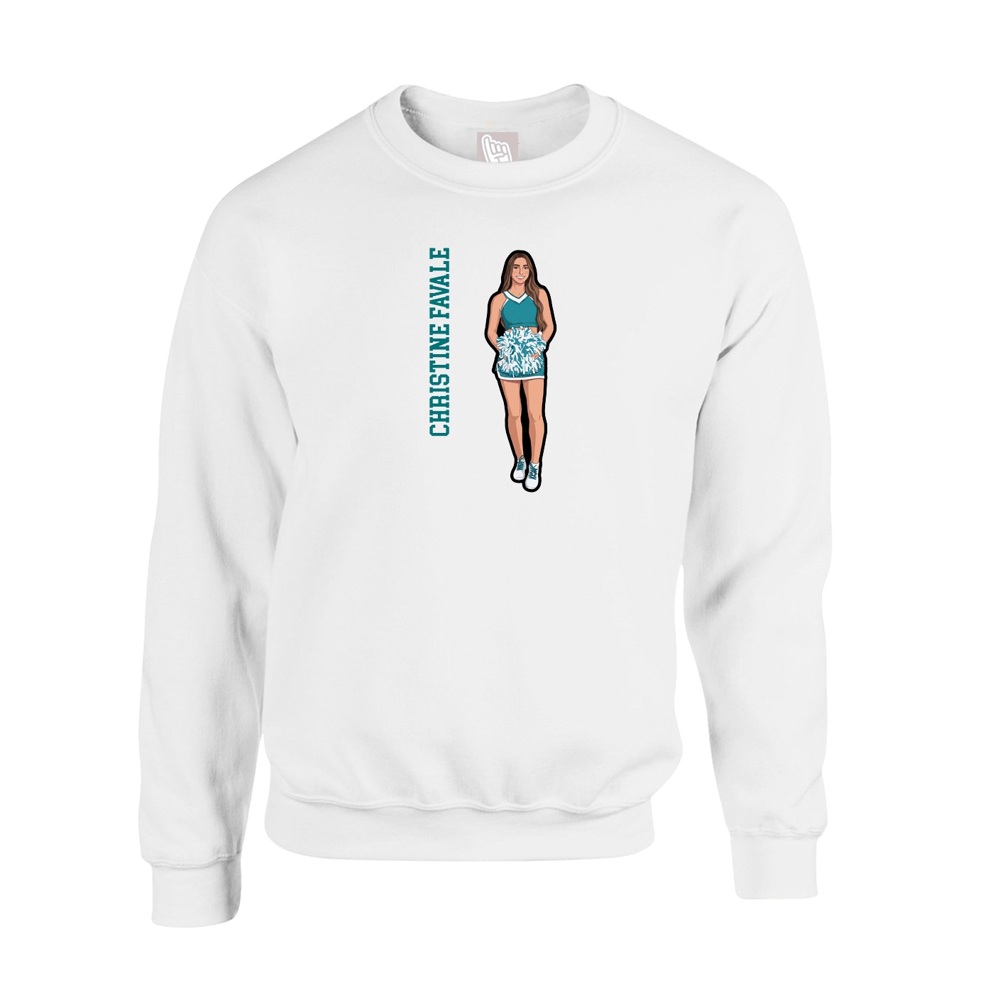 Fleece Crew — Name Vertical in White