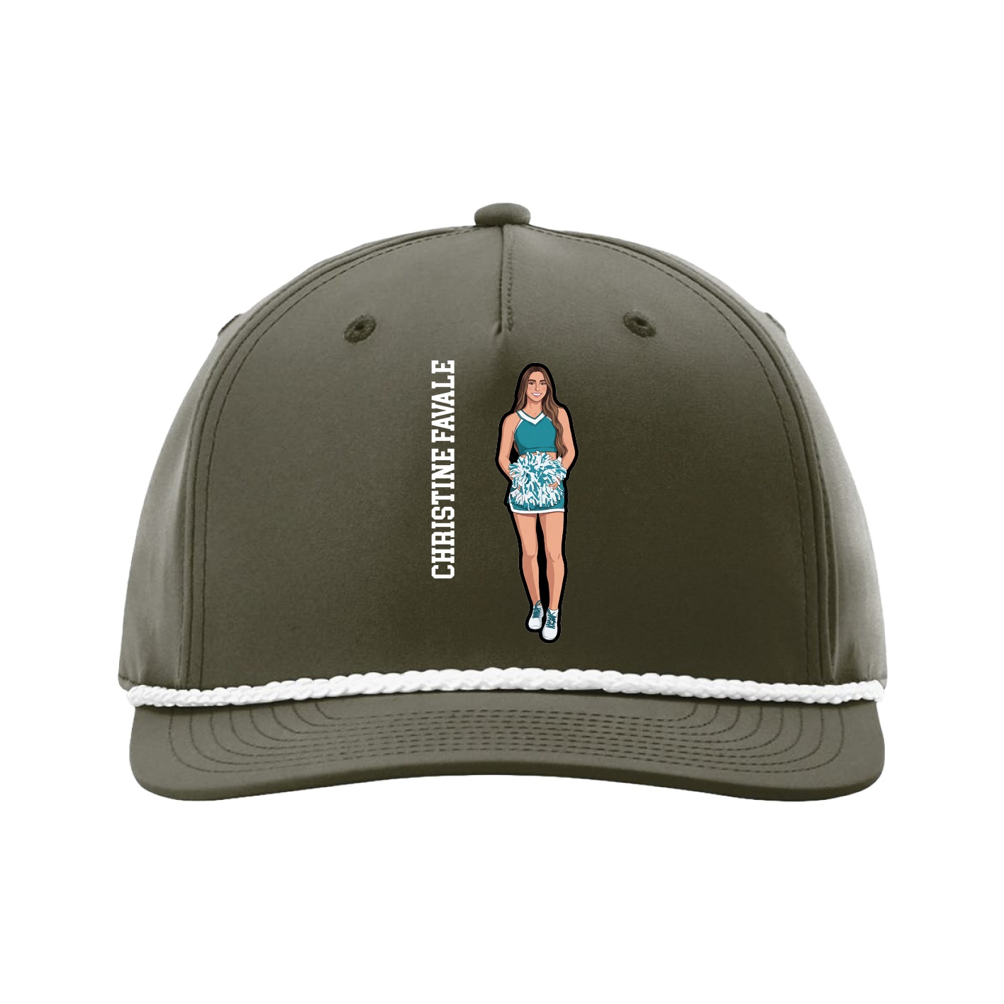 Five-Panel Classic Rope Cap — Name Vertical in Green