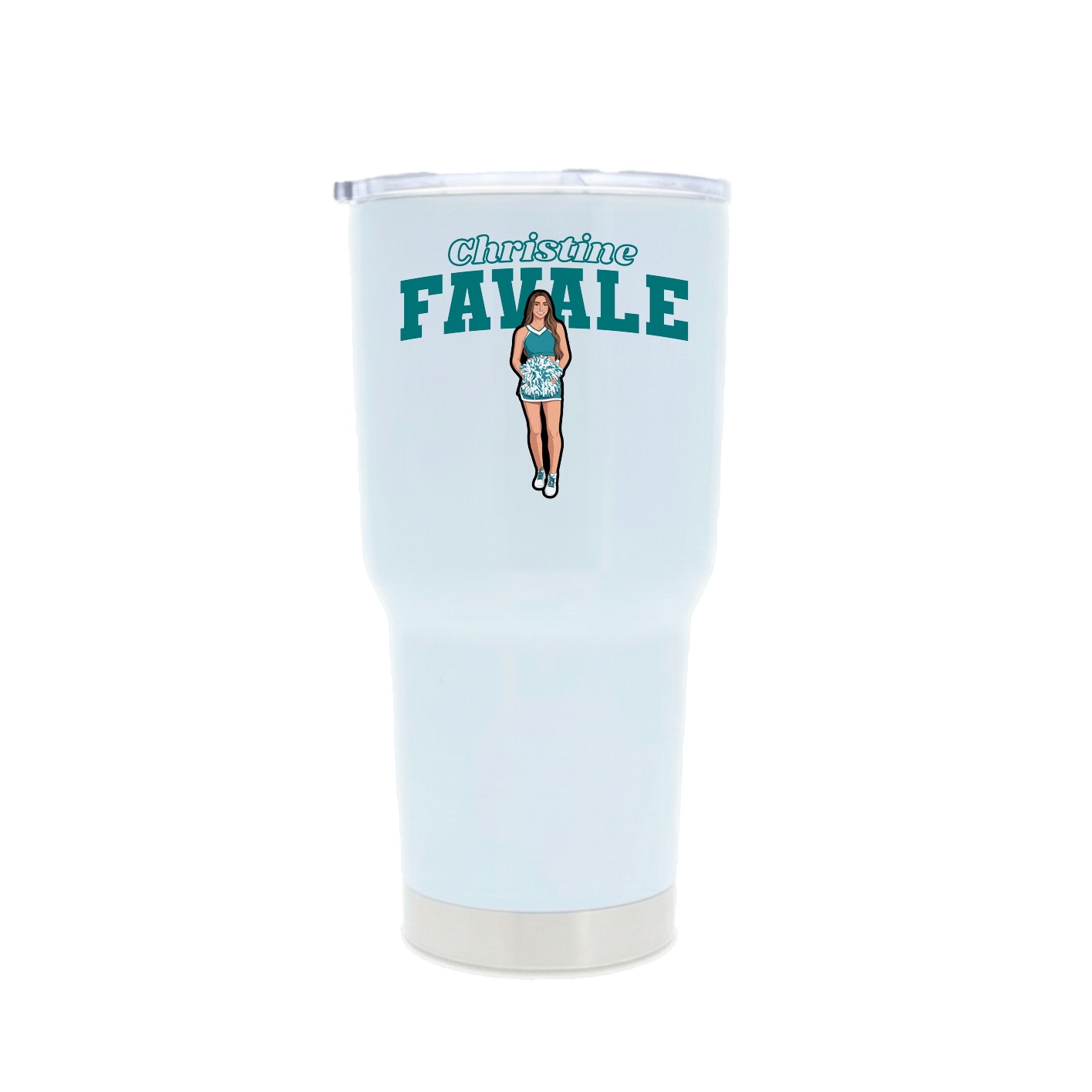30oz Stainless Steel Tumbler — Name Arch in White