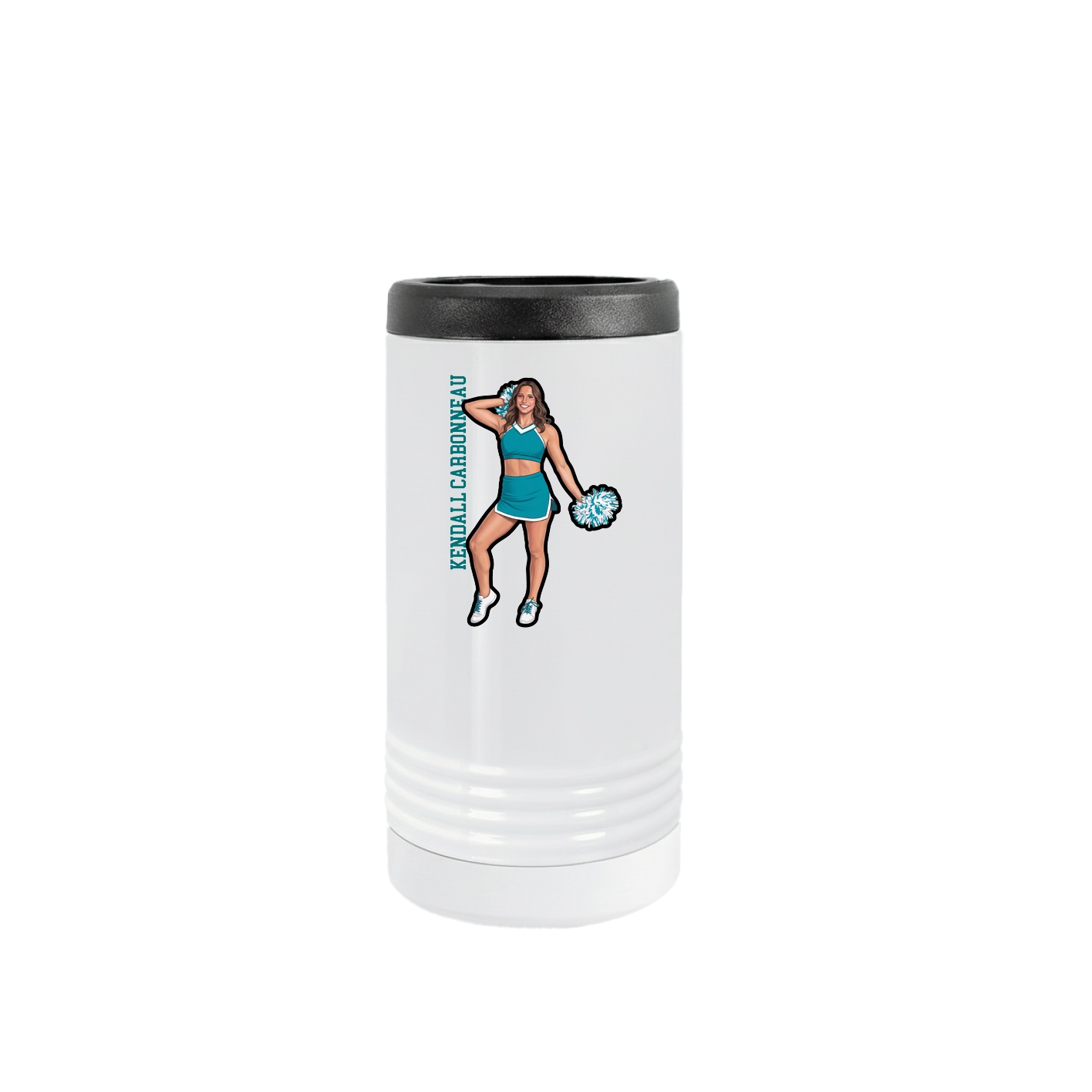 Slim Beverage Holder — Name Vertical in White