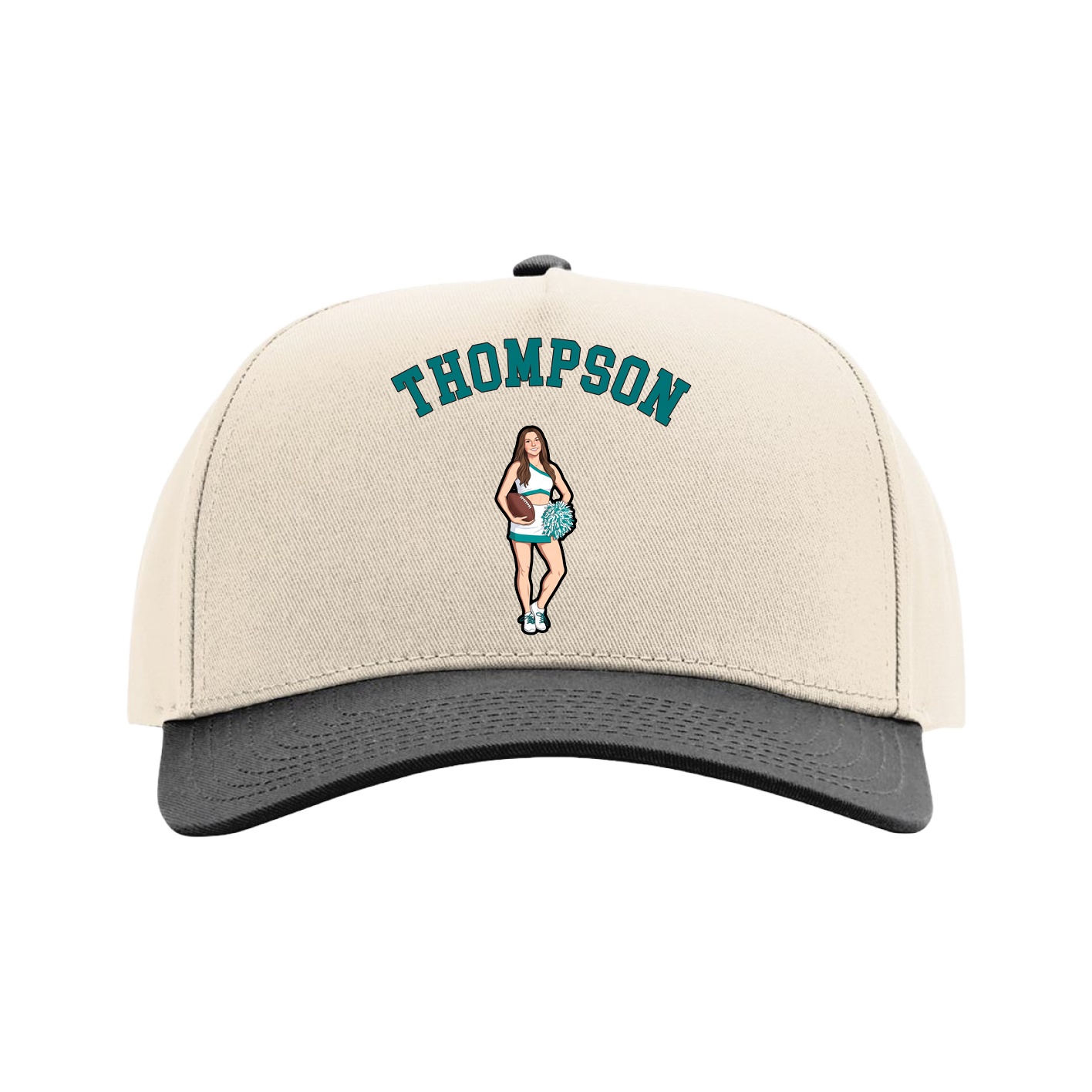 Full Fabric Five-Panel Champ Cap — Shirsey Arch in Cream/Black