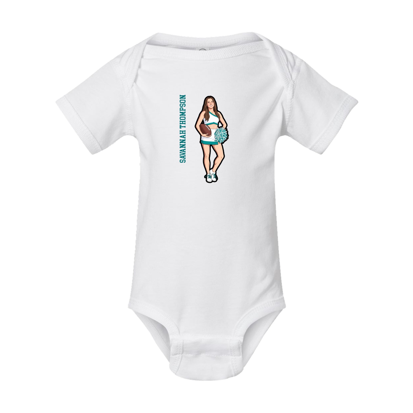 Baby Onesie — Name Vertical in White