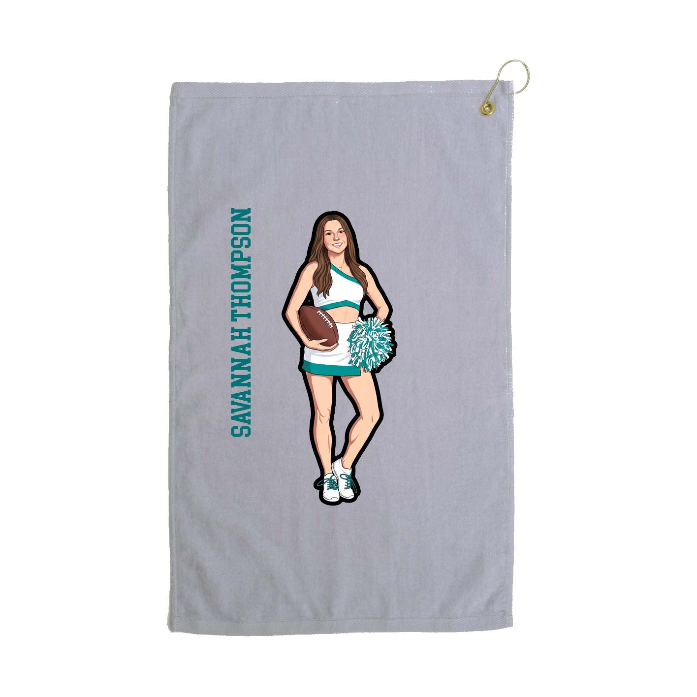 Golf Towel — Name Vertical in Grey